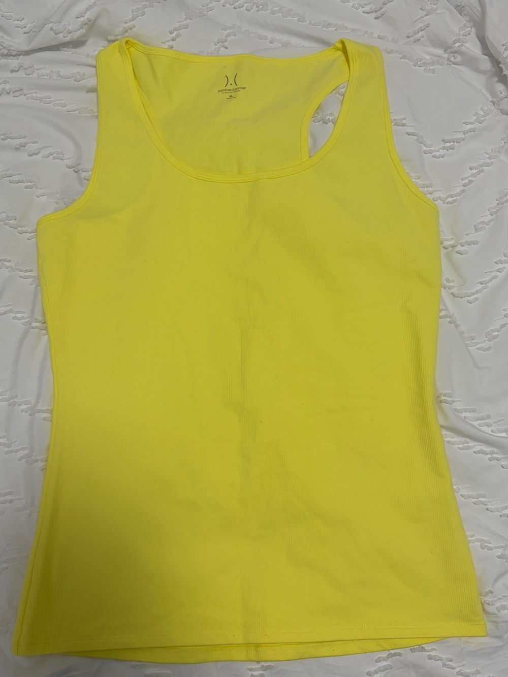 Women's Yellow Ribbed Racerback Tank Top